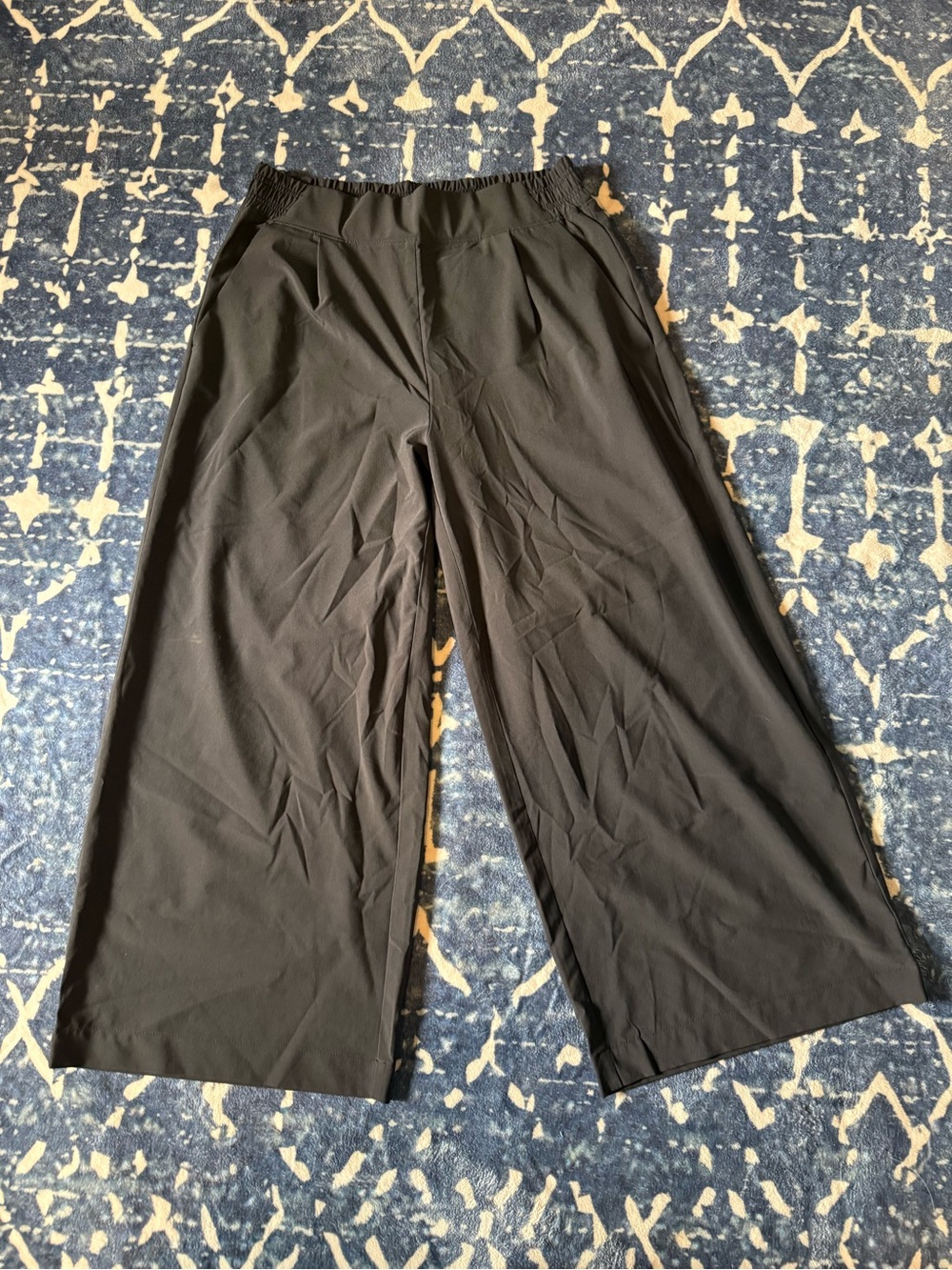 Athleta Black Wide-Leg Elastic Waist Chinos